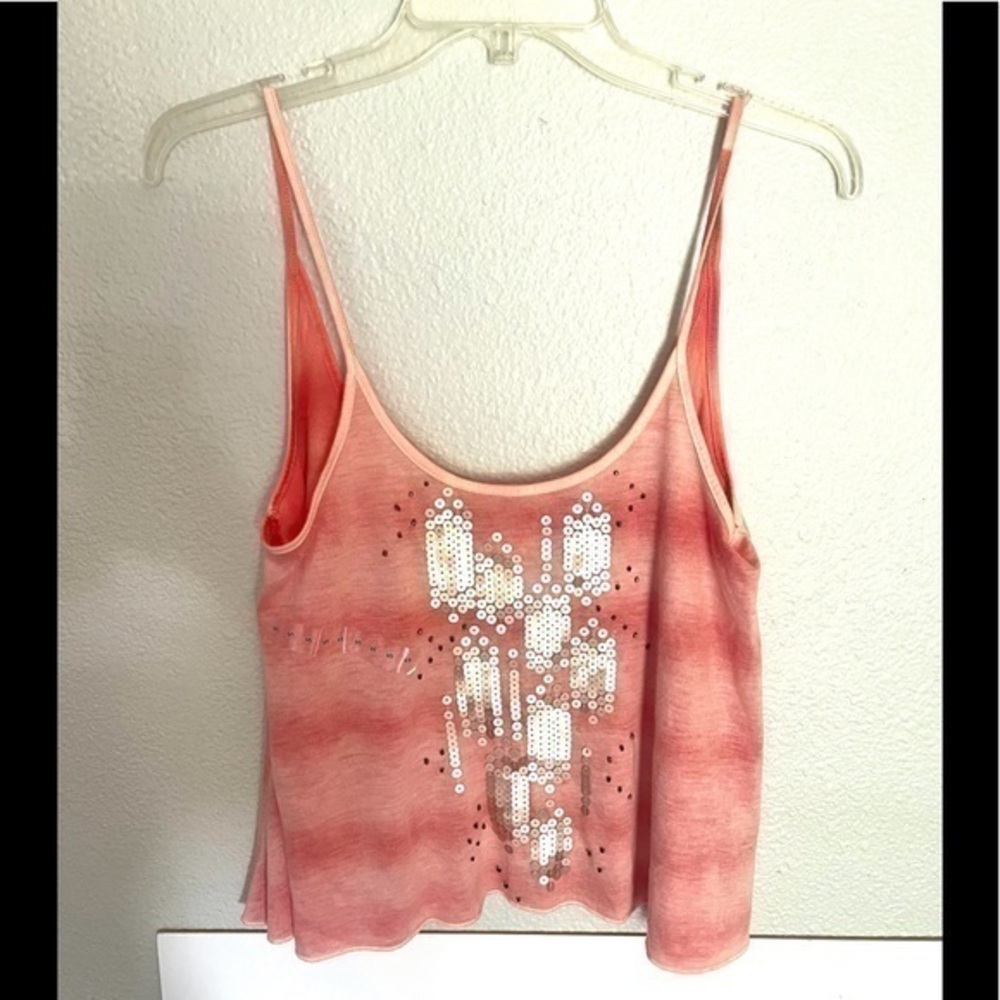 Decree coral sequin studded tank top- Small